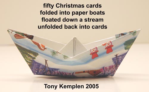 paper boat made from xmas card