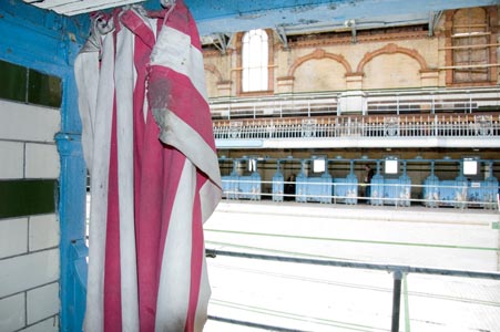 sitting in the changing booth